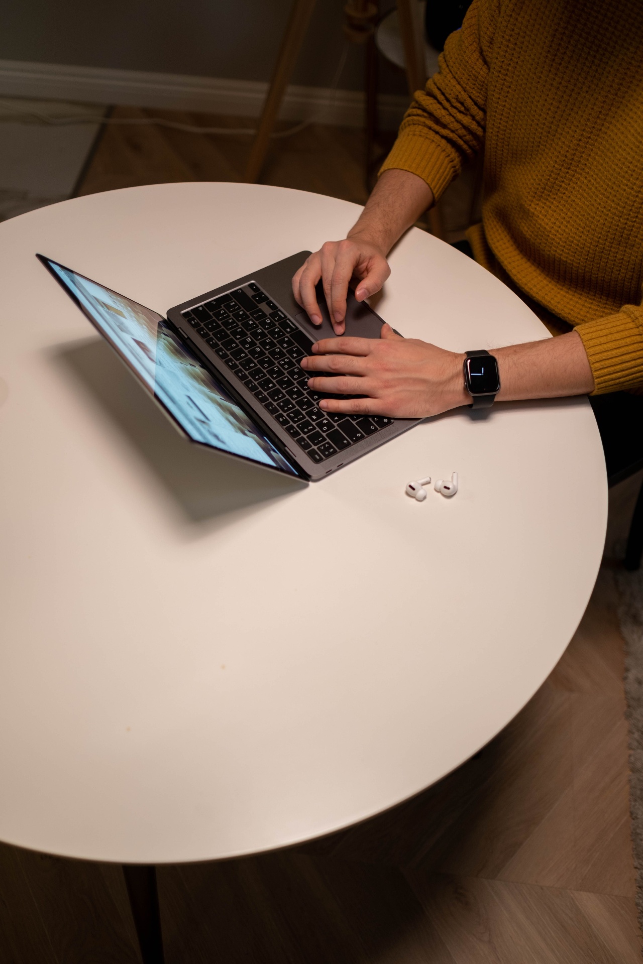 Designing a website layout on a laptop
